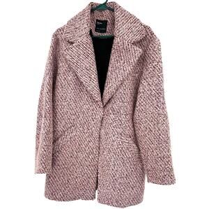 Bershka Size Medium Large Dress Coat Snap Front has‎ Pockets Pink Red White